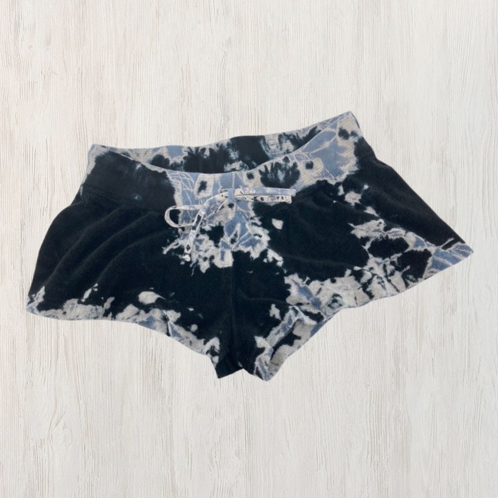 Hard Tail Forever Tie Dye Terry Cloth Lounge Shorts Black XL Low Rise Loungewear